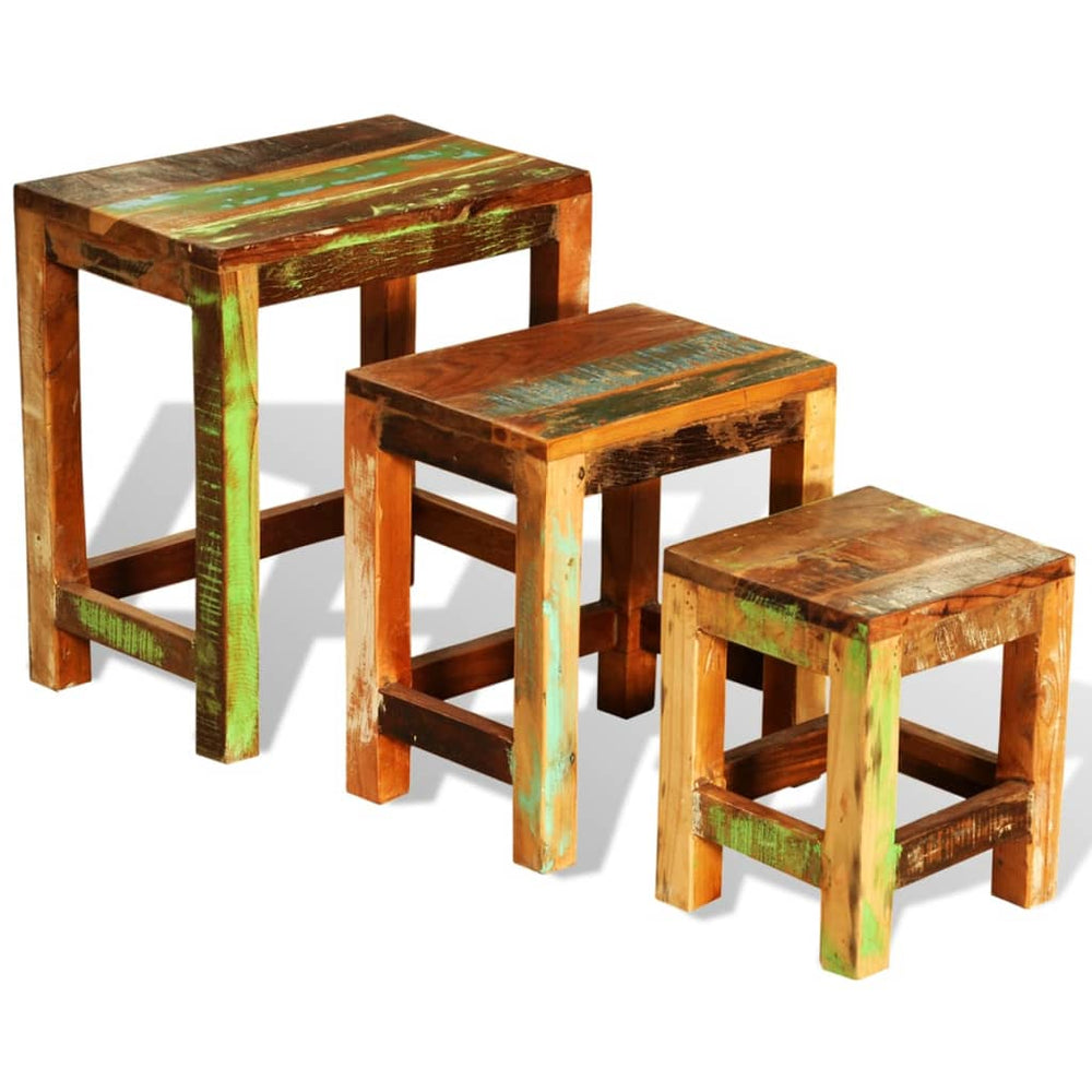 vidaXL 3-Piece Stackable Coffee Table Set Vintage Reclaimed Wood