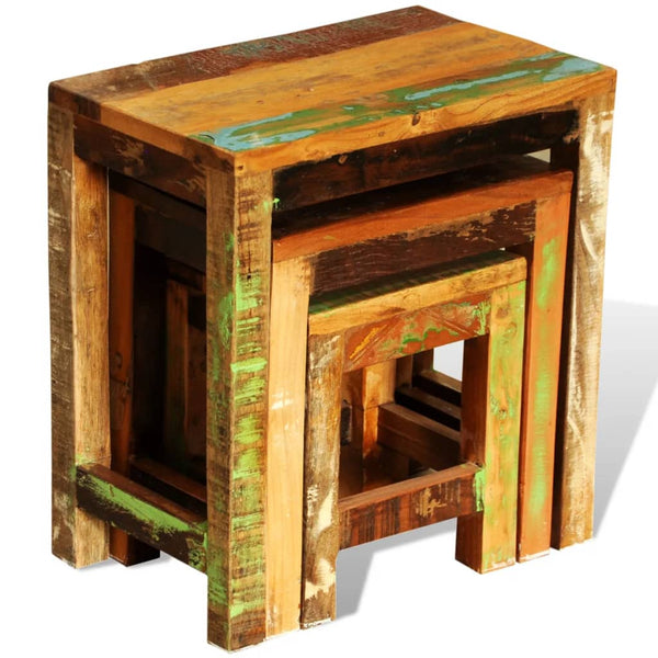 vidaXL 3-Piece Stackable Coffee Table Set Vintage Reclaimed Wood