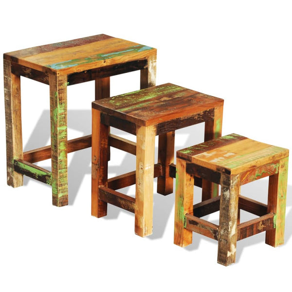 vidaXL 3-Piece Stackable Coffee Table Set Vintage Reclaimed Wood