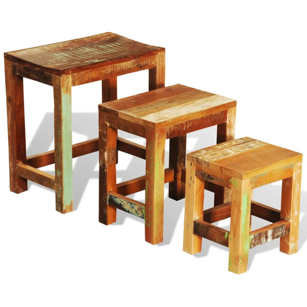vidaXL 3-Piece Stackable Coffee Table Set Vintage Reclaimed Wood
