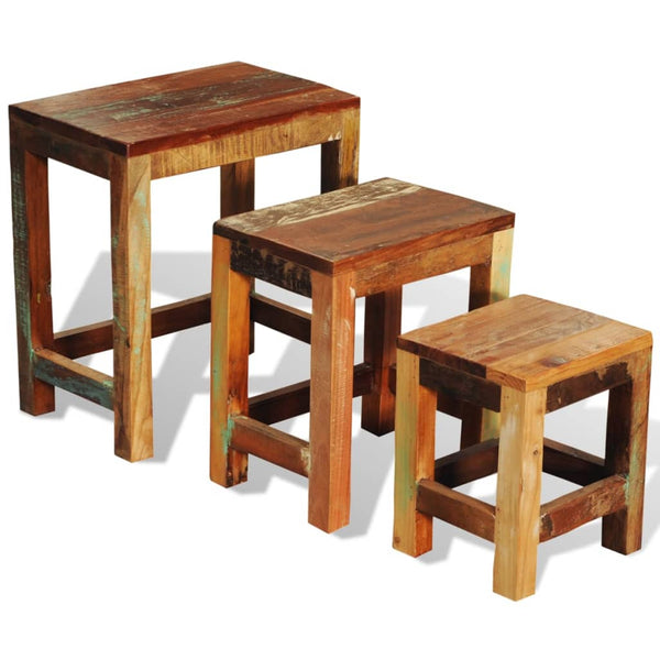 vidaXL 3-Piece Stackable Coffee Table Set Vintage Reclaimed Wood