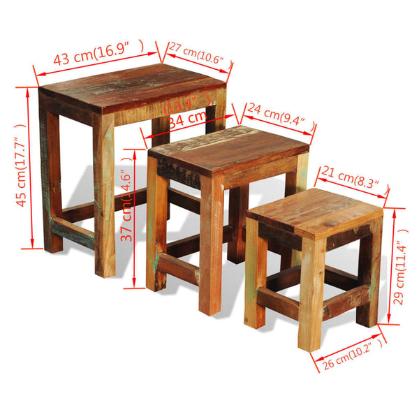 vidaXL 3-Piece Stackable Coffee Table Set Vintage Reclaimed Wood