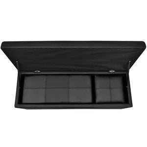 Storage Bench Faux Leather Black Footrest Set 3-piece