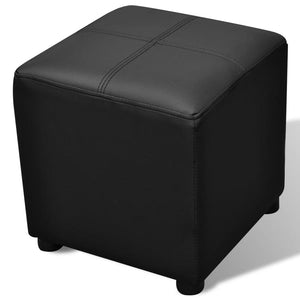 Storage Bench Faux Leather Black Footrest Set 3-piece