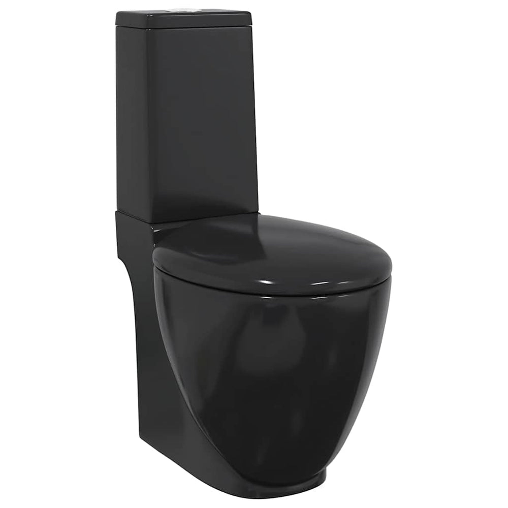 vidaXL Round Ceramic Toilet Black