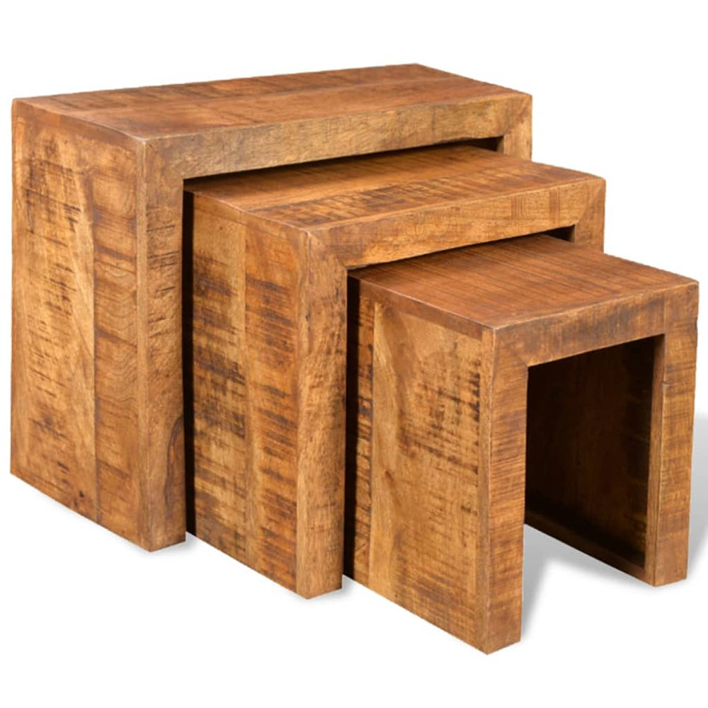 vidaXL 3-Piece Nesting Table Set Solid Mango Wood
