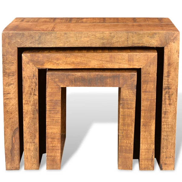 vidaXL 3-Piece Nesting Table Set Solid Mango Wood