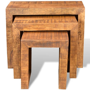 vidaXL 3-Piece Nesting Table Set Solid Mango Wood