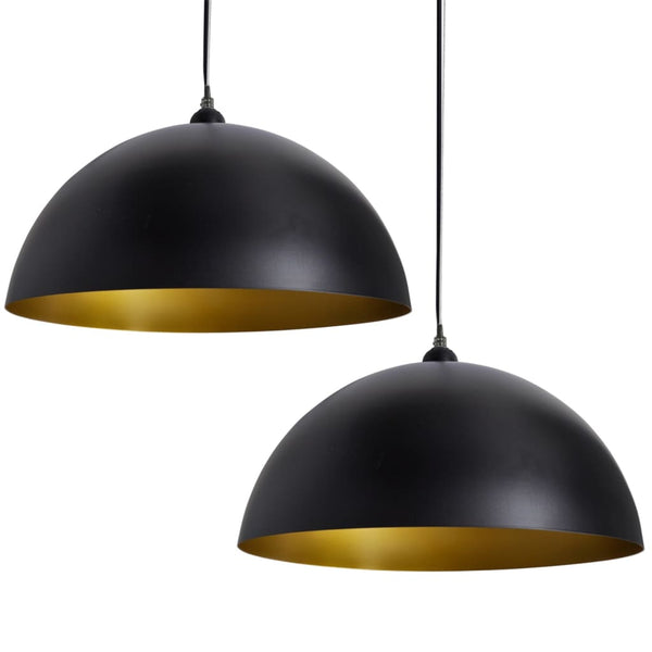 vidaXL Ceiling Lamp 2 pcs. Height-Adjustable Hemispherical Black