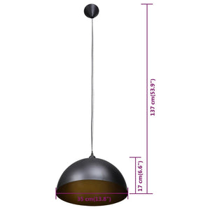vidaXL Ceiling Lamp 2 pcs. Height-Adjustable Hemispherical Black