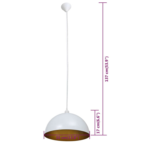 vidaXL Ceiling Lamp 2 pcs. Height-Adjustable Hemispherical White