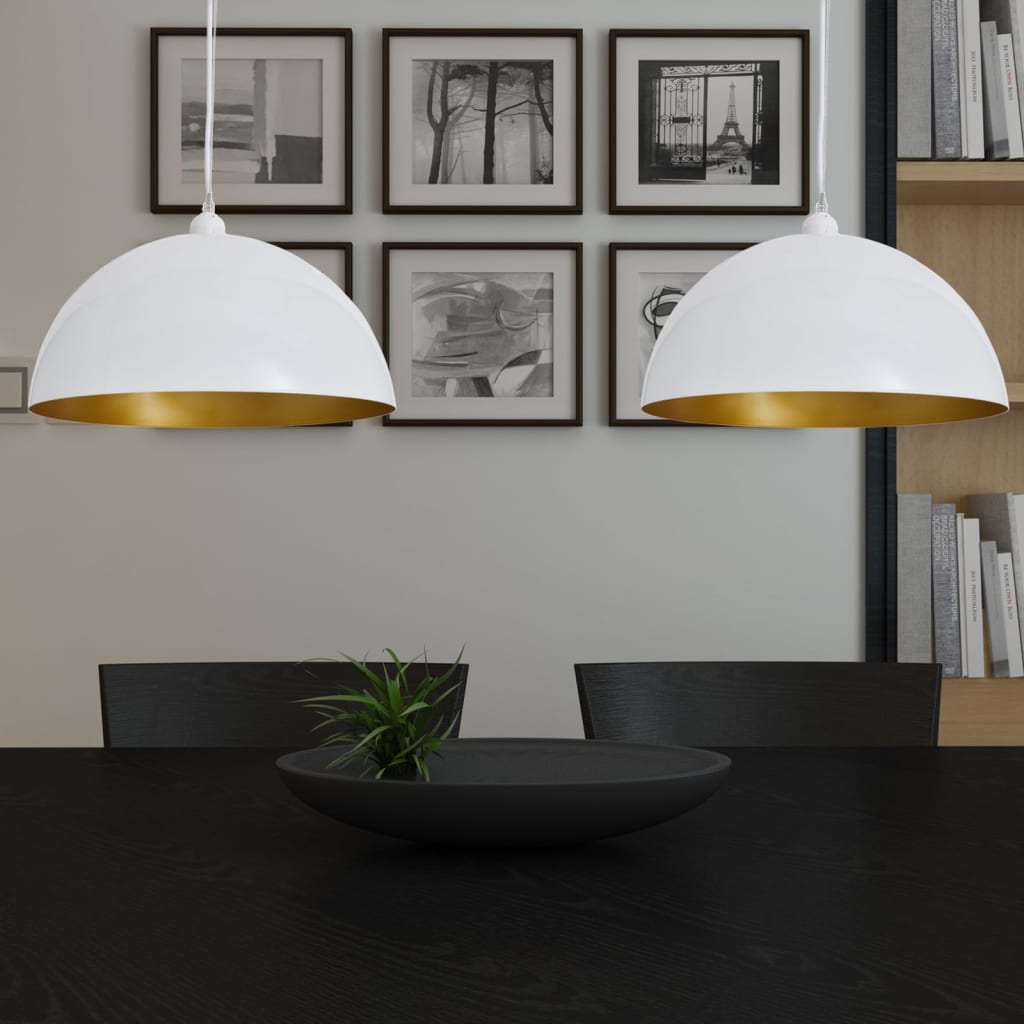 vidaXL Ceiling Lamp 2 pcs. Height-Adjustable Hemispherical White