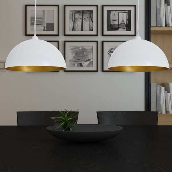 vidaXL Ceiling Lamp 2 pcs. Height-Adjustable Hemispherical White