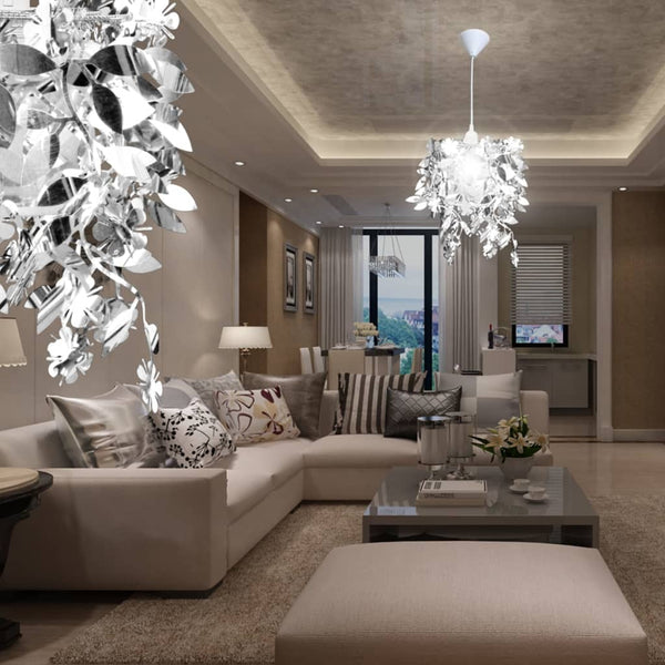 Leaves Sequins Pendant Crown Lamp Silver