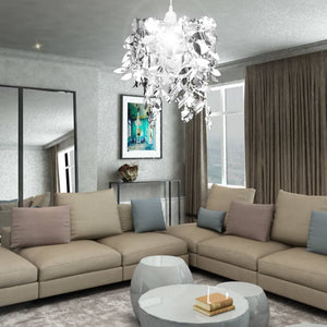 Leaves Sequins Pendant Crown Lamp Silver