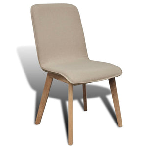 vidaXL Dining Chairs 4 pcs Beige Fabric and Solid Oak Wood