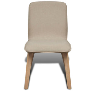 vidaXL Dining Chairs 4 pcs Beige Fabric and Solid Oak Wood