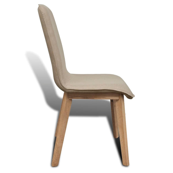 vidaXL Dining Chairs 4 pcs Beige Fabric and Solid Oak Wood