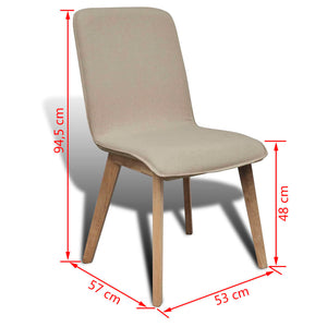 vidaXL Dining Chairs 4 pcs Beige Fabric and Solid Oak Wood