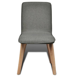 vidaXL Dining Chairs 2 pcs Light Grey Fabric and Solid Oak Wood