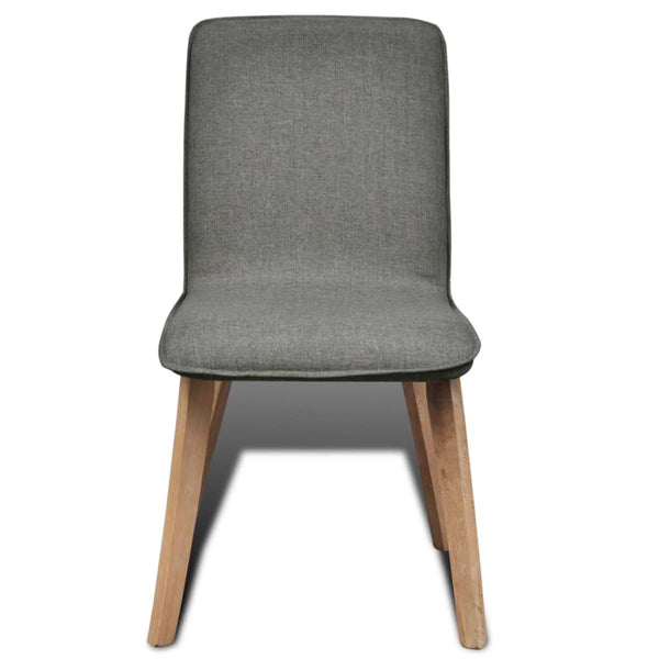 vidaXL Dining Chairs 2 pcs Light Grey Fabric and Solid Oak Wood
