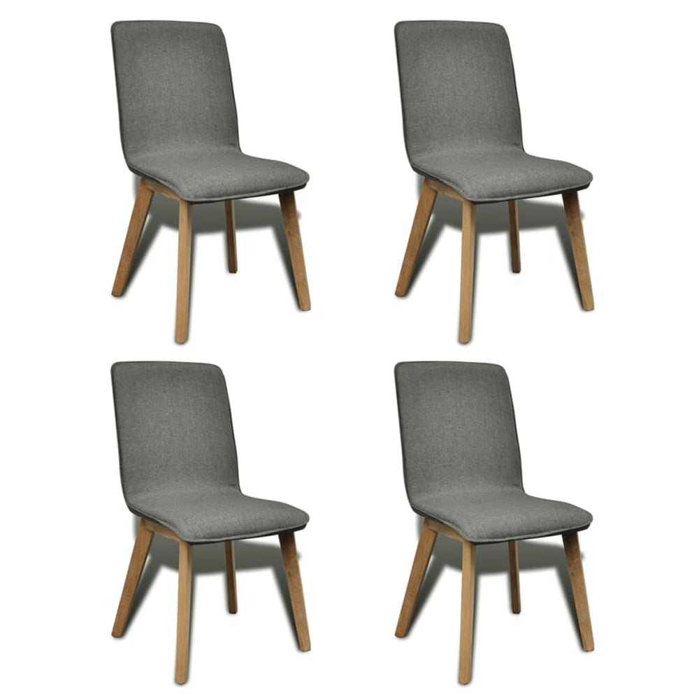 vidaXL Dining Chairs 4 pcs Light Grey Fabric and Solid Oak Wood