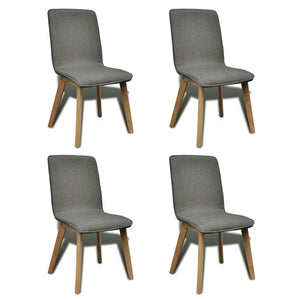 vidaXL Dining Chairs 4 pcs Light Grey Fabric and Solid Oak Wood