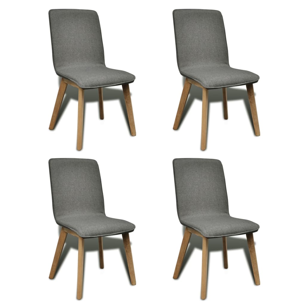 vidaXL Dining Chairs 4 pcs Light Grey Fabric and Solid Oak Wood