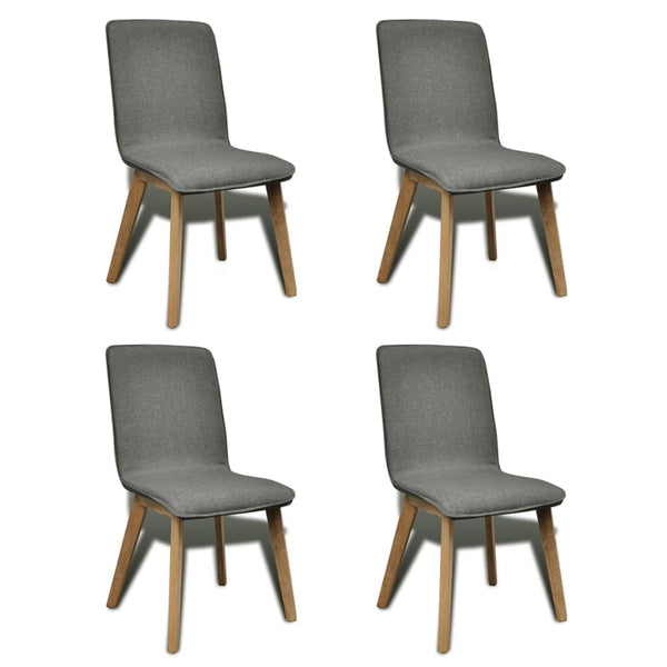 vidaXL Dining Chairs 4 pcs Light Grey Fabric and Solid Oak Wood