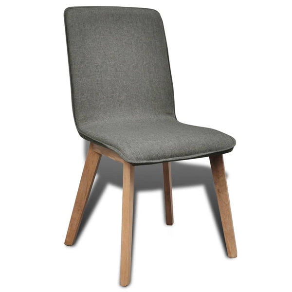 vidaXL Dining Chairs 4 pcs Light Grey Fabric and Solid Oak Wood