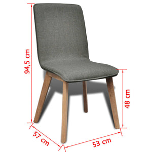 vidaXL Dining Chairs 4 pcs Light Grey Fabric and Solid Oak Wood