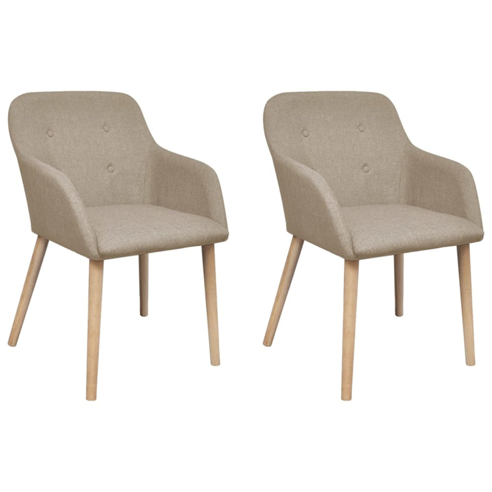 vidaXL Dining Chairs 2 pcs. Beige Fabric and Solid Oak Wood