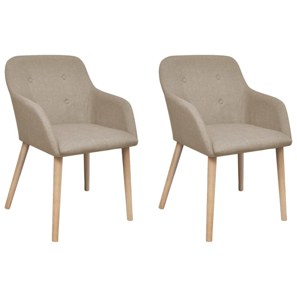 vidaXL Dining Chairs 2 pcs. Beige Fabric and Solid Oak Wood
