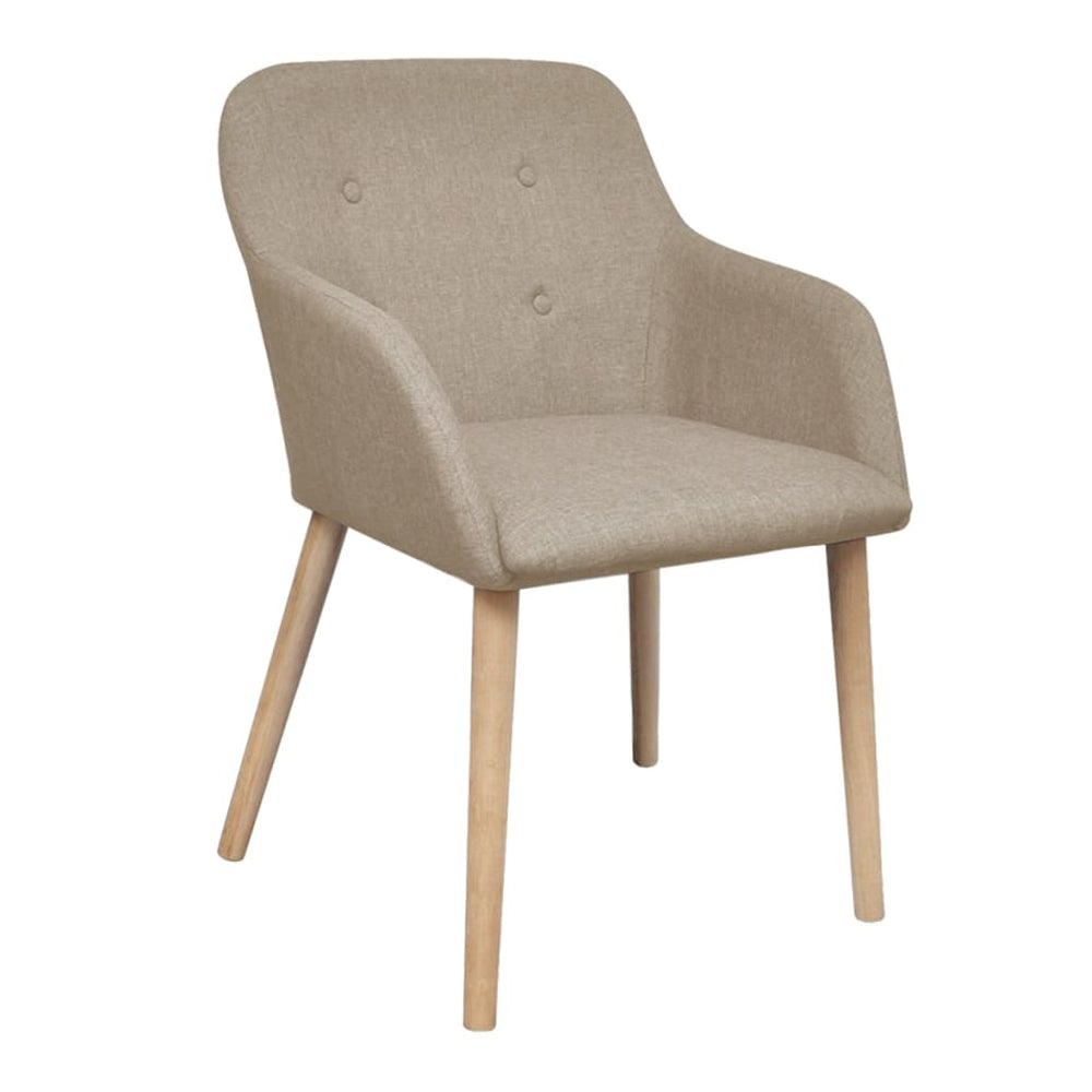vidaXL Dining Chairs 2 pcs. Beige Fabric and Solid Oak Wood
