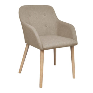 vidaXL Dining Chairs 2 pcs. Beige Fabric and Solid Oak Wood