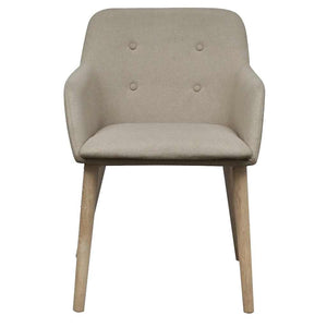 vidaXL Dining Chairs 2 pcs. Beige Fabric and Solid Oak Wood