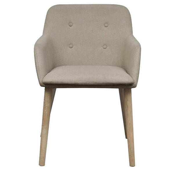 vidaXL Dining Chairs 2 pcs. Beige Fabric and Solid Oak Wood