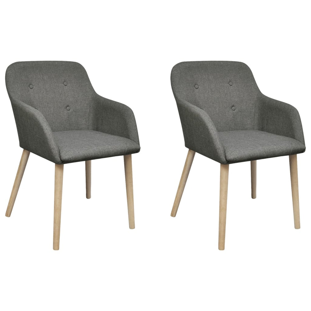 vidaXL Dining Chairs 2 pcs Light Grey Fabric and Solid Oak Wood