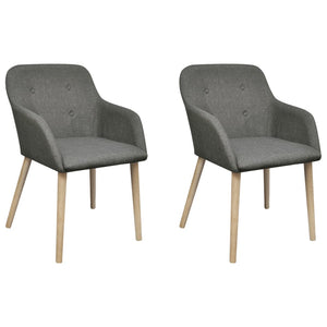 vidaXL Dining Chairs 2 pcs Light Grey Fabric and Solid Oak Wood