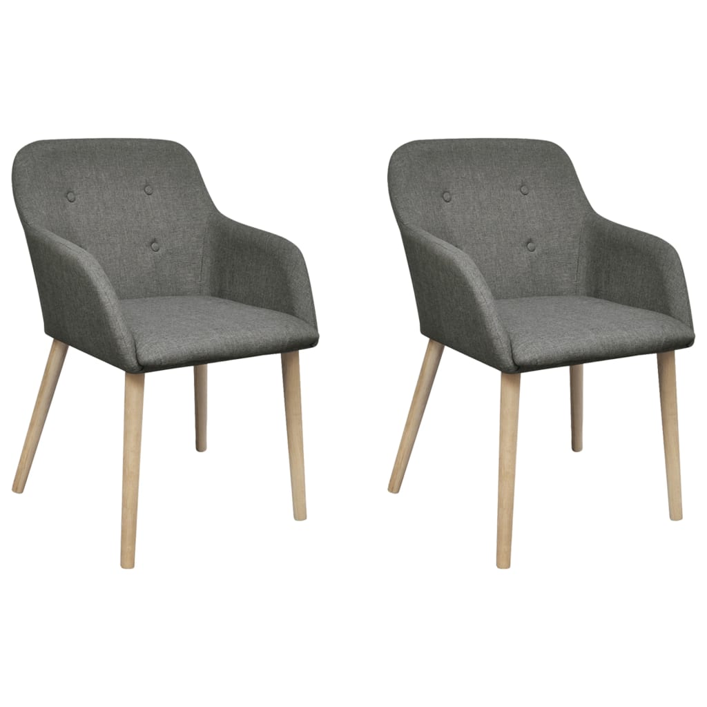vidaXL Dining Chairs 2 pcs Light Grey Fabric and Solid Oak Wood