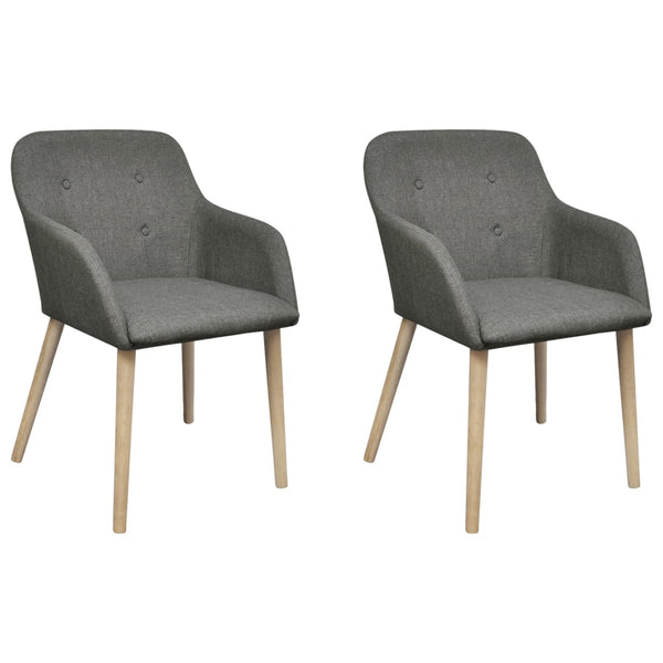 vidaXL Dining Chairs 2 pcs Light Grey Fabric and Solid Oak Wood
