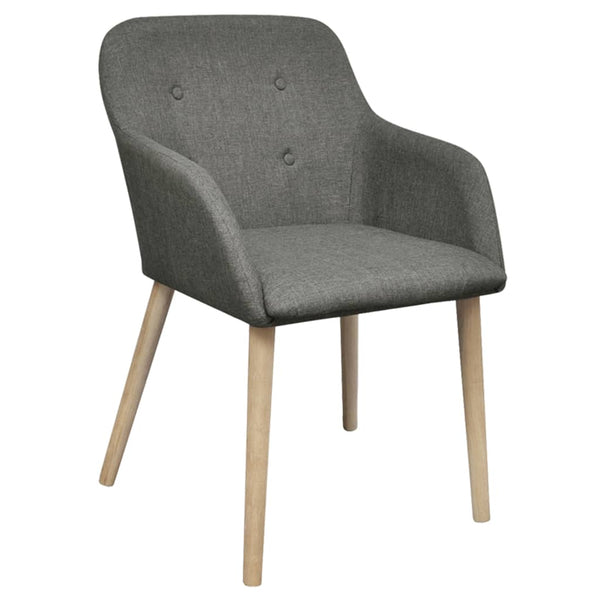 vidaXL Dining Chairs 2 pcs Light Grey Fabric and Solid Oak Wood