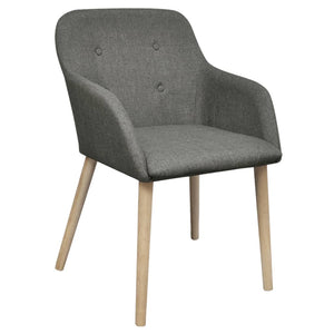 vidaXL Dining Chairs 2 pcs Light Grey Fabric and Solid Oak Wood