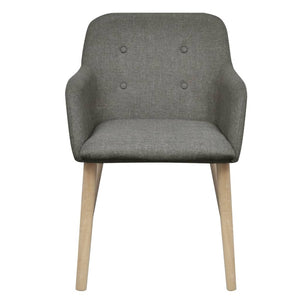 vidaXL Dining Chairs 2 pcs Light Grey Fabric and Solid Oak Wood