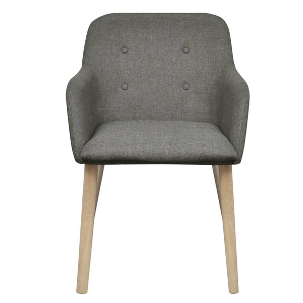 vidaXL Dining Chairs 2 pcs Light Grey Fabric and Solid Oak Wood