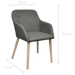vidaXL Dining Chairs 2 pcs Light Grey Fabric and Solid Oak Wood