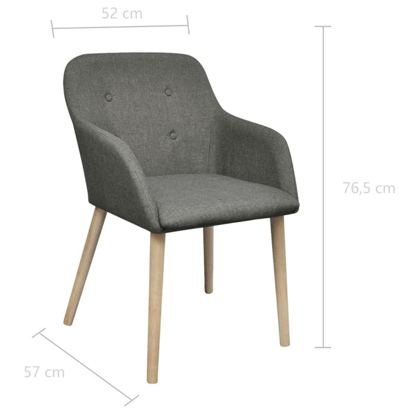 vidaXL Dining Chairs 2 pcs Light Grey Fabric and Solid Oak Wood