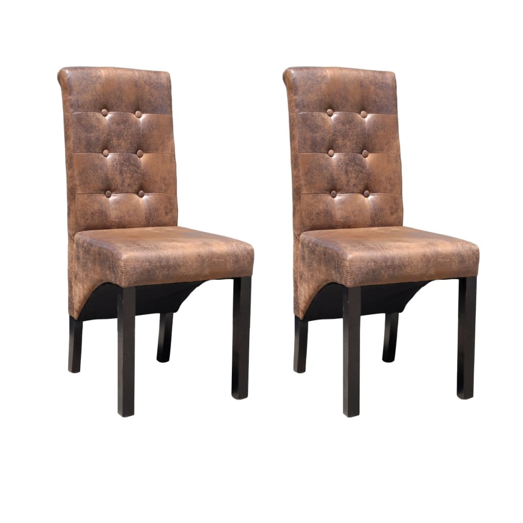 vidaXL Dining Chairs 2 pcs Brown Faux Leather