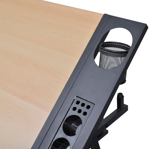 vidaXL Drafting Table with Tiltable Tabletop 2 Drawers and Stool