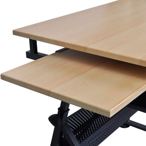 vidaXL Drafting Table with Tiltable Tabletop 2 Drawers and Stool